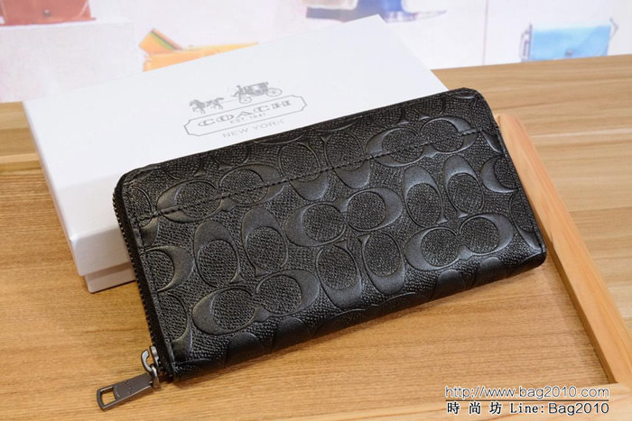 COACH蔻馳 簡約時尚 男士拉鏈牛皮錢包 75372  Chz1219